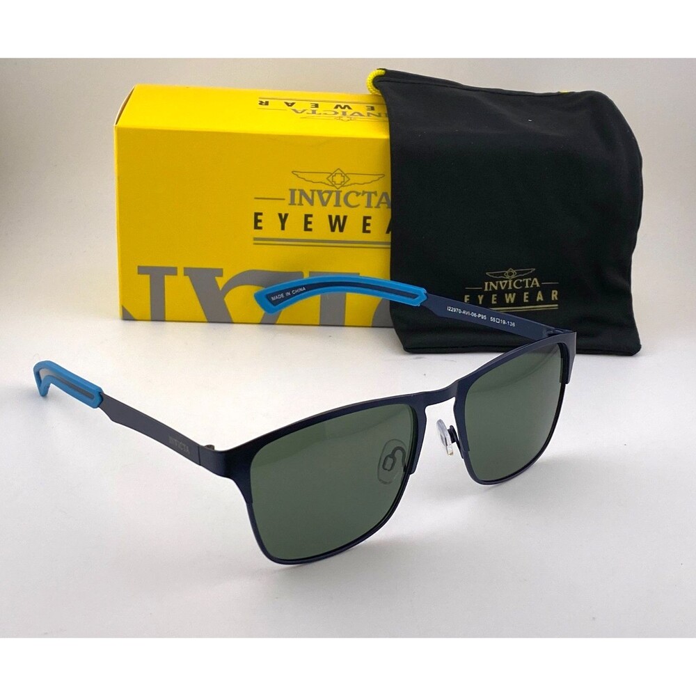 NIB INVICTA EYEWEAR Men's Sunglasses 122970 Aviator BLACK BLUE Frames Unisex
